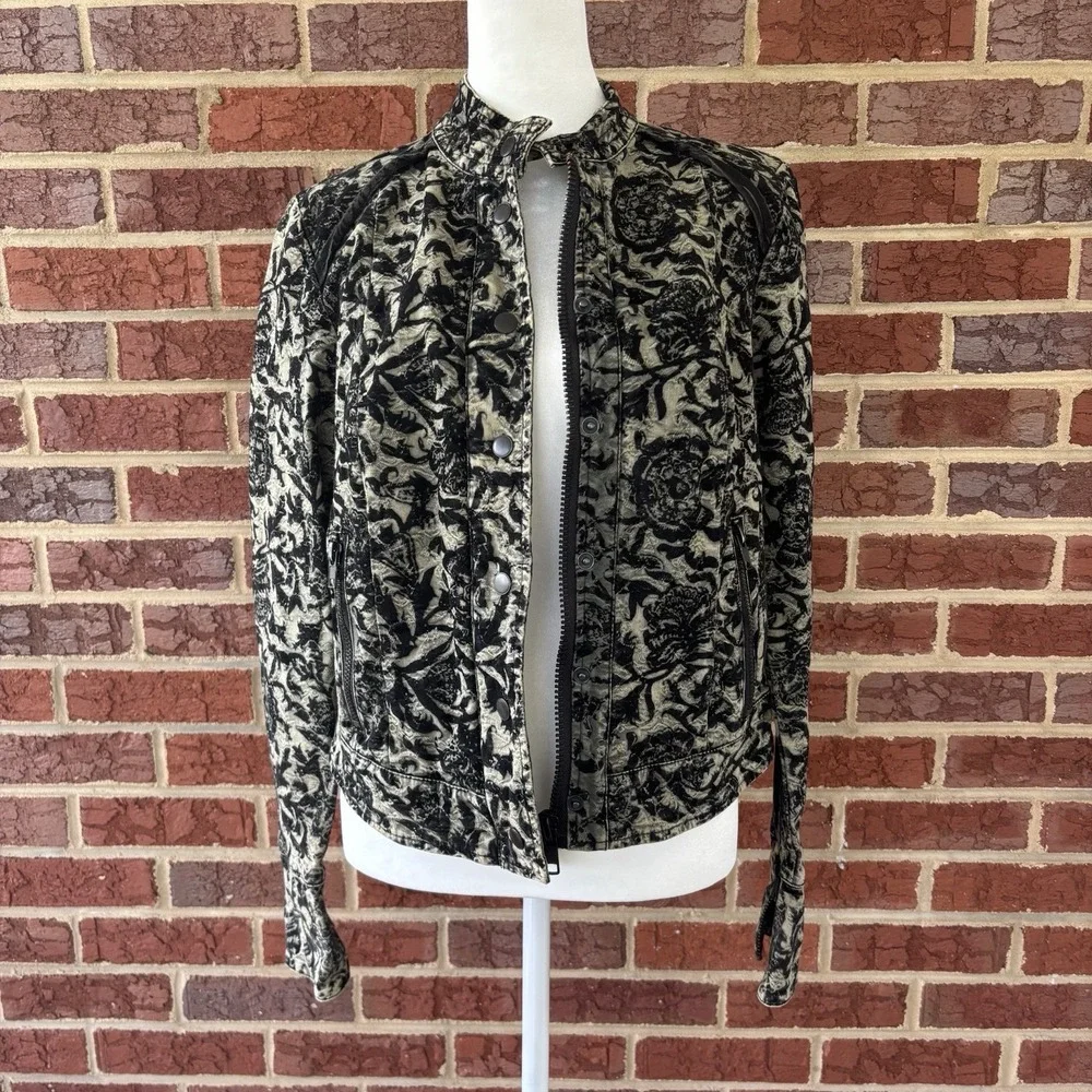 Free People Black Floral Jacquard Moto Jacket 4 Fairy Goth Follow the‎ Flock